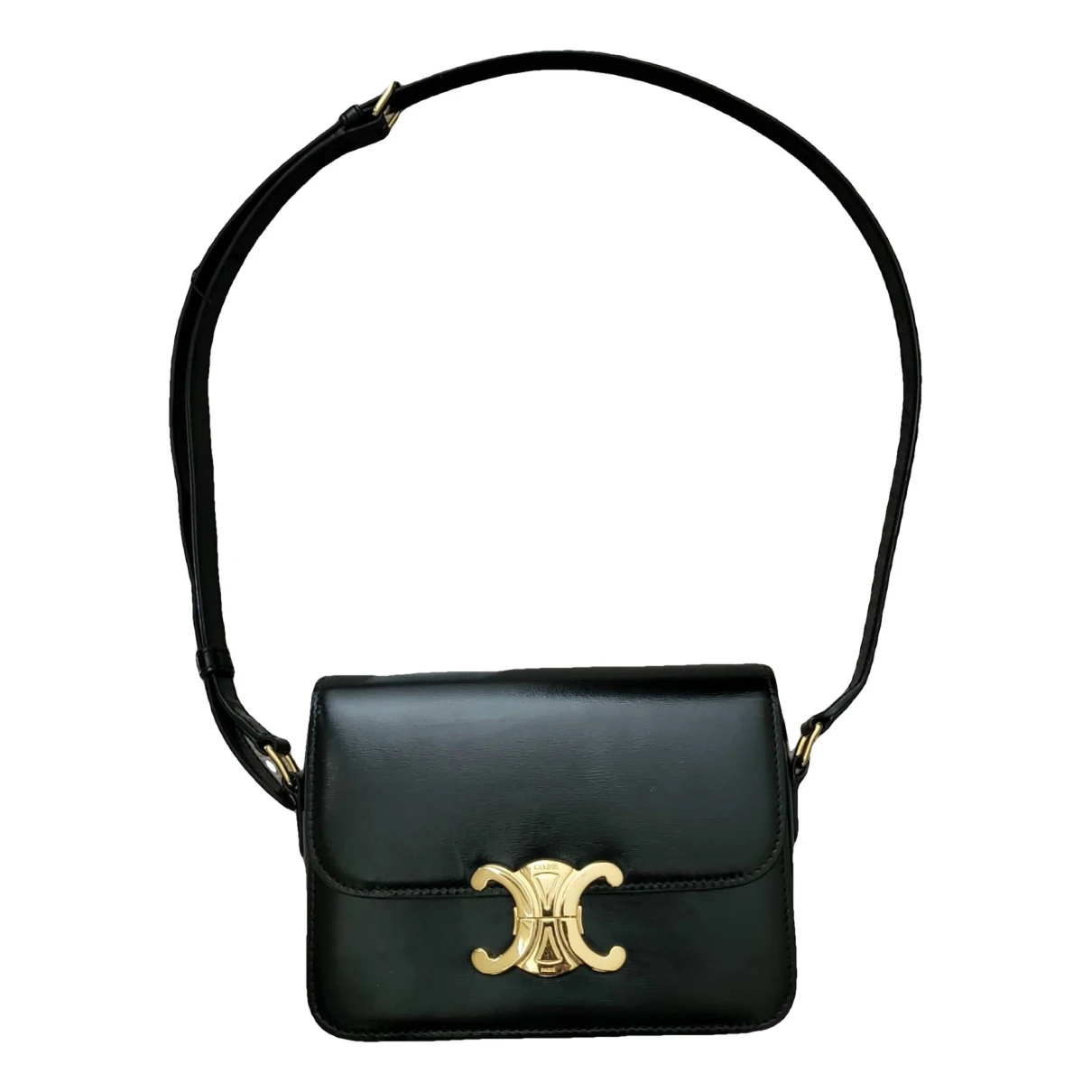 Pre-owned Celine Triomphe Leather Handbag In Black