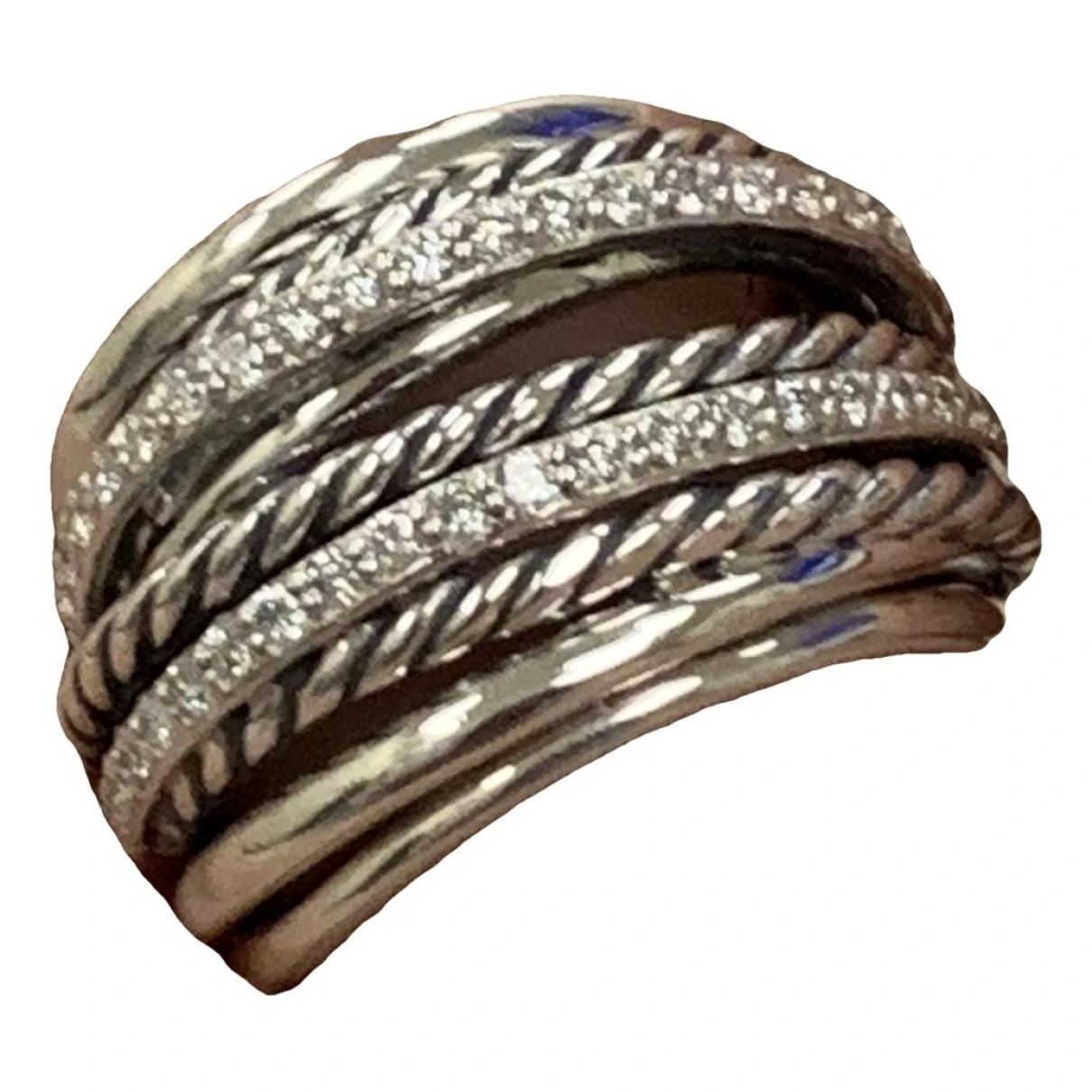 Pre-owned David Yurman Silver Ring In White