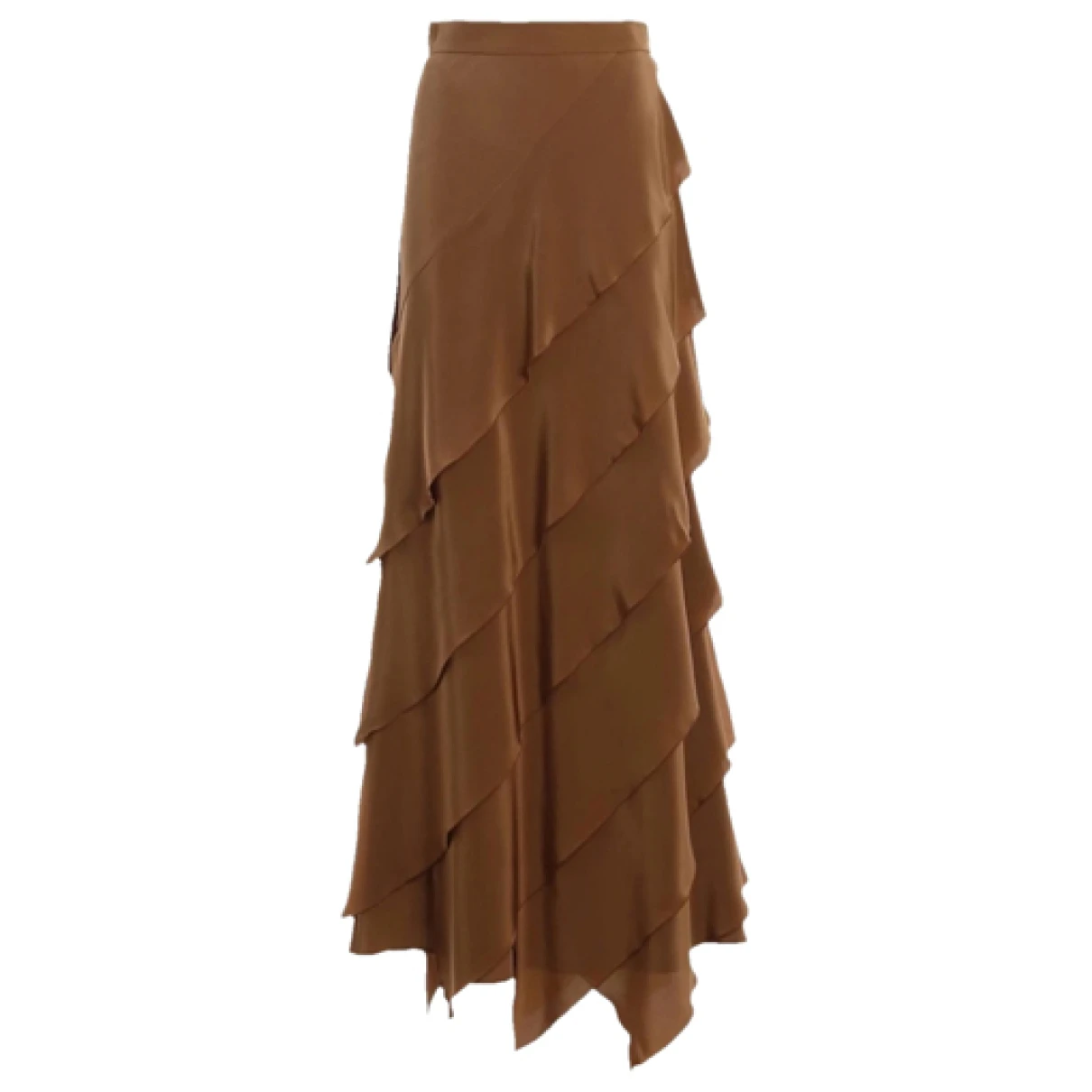 Pre-owned Max Mara Atelier Silk Maxi Skirt In Brown