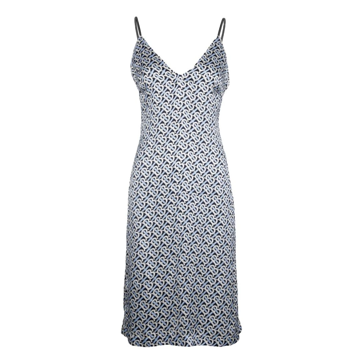 Pre-owned Burberry Silk Mid-length Dress In Blue