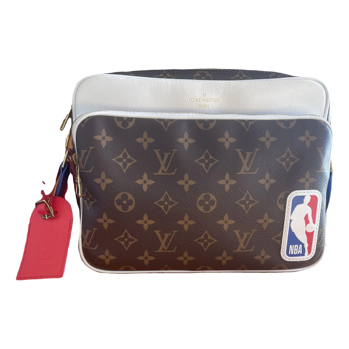 Pre-owned Louis Vuitton X Nba Leather Weekend Bag In Brown