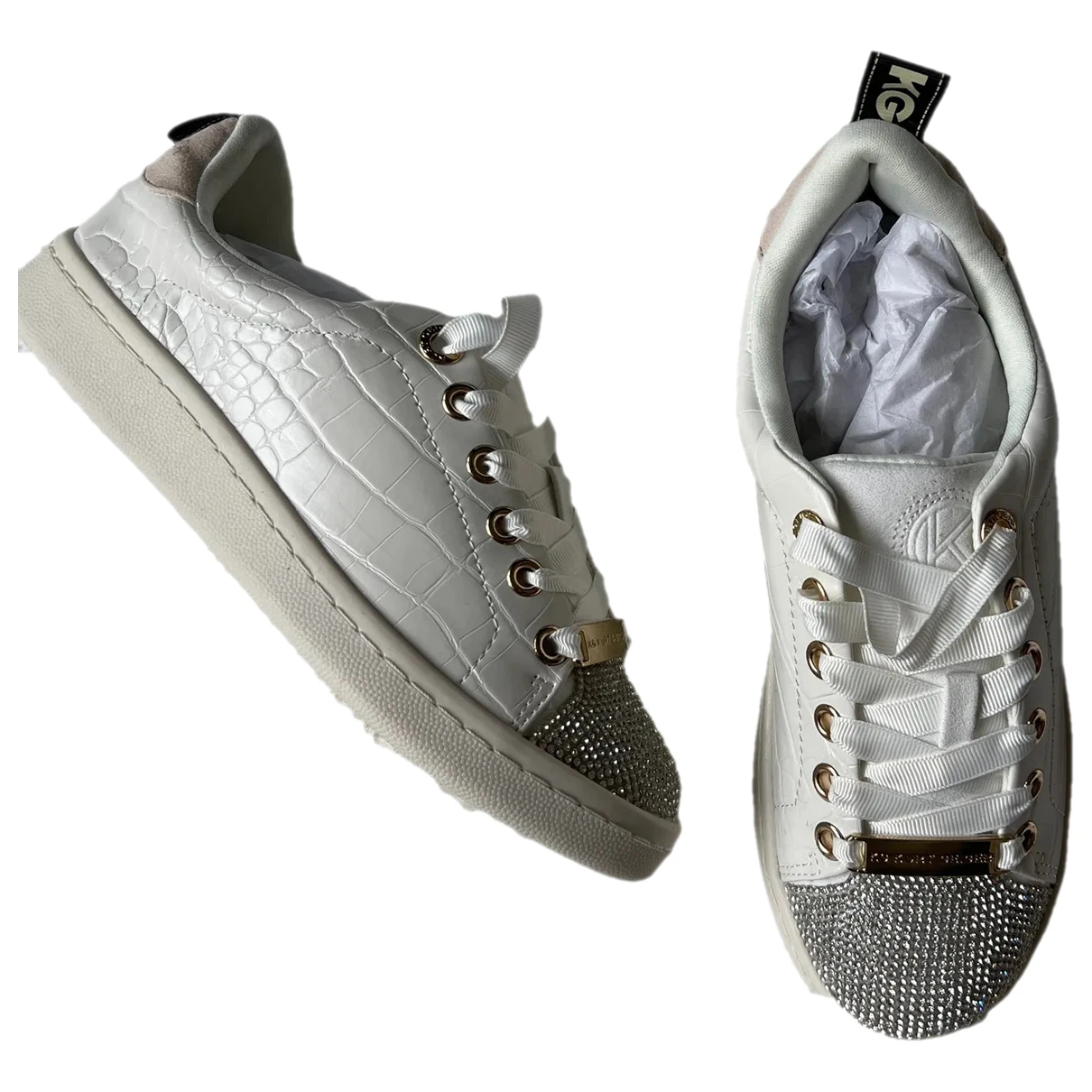 Pre-owned Kurt Geiger Patent Leather Trainers In White