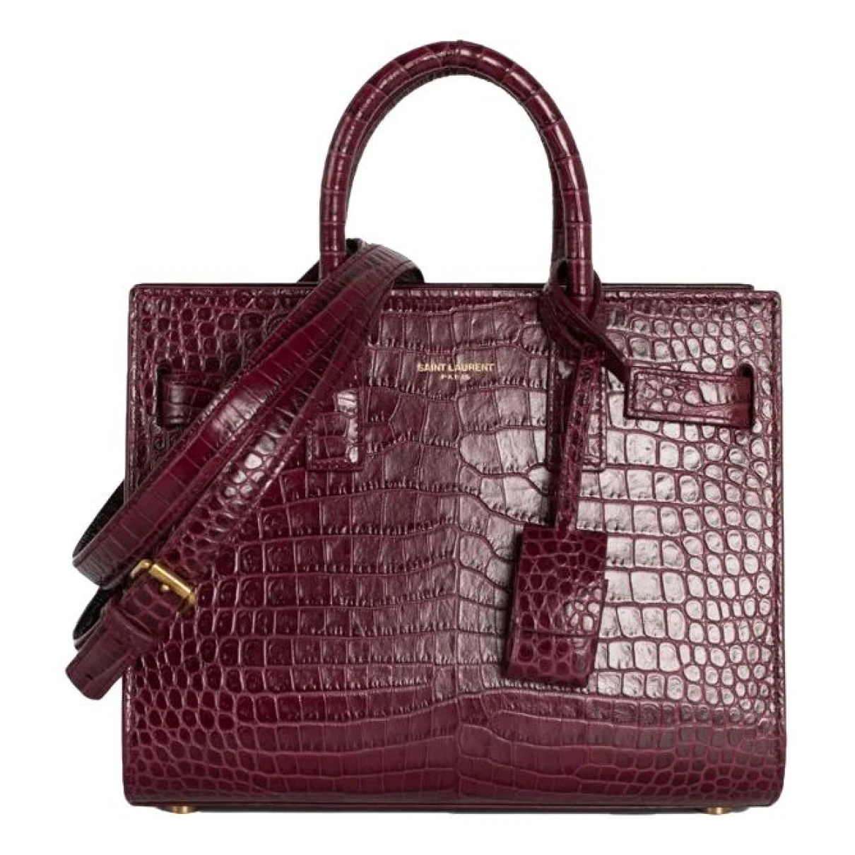 Pre-owned Saint Laurent Sac De Jour Leather Handbag In Burgundy