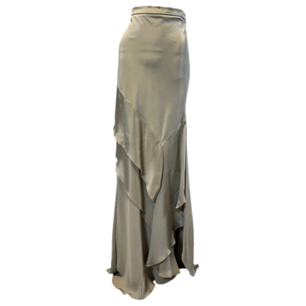 Pre-owned Max Mara Atelier Silk Maxi Skirt In Beige