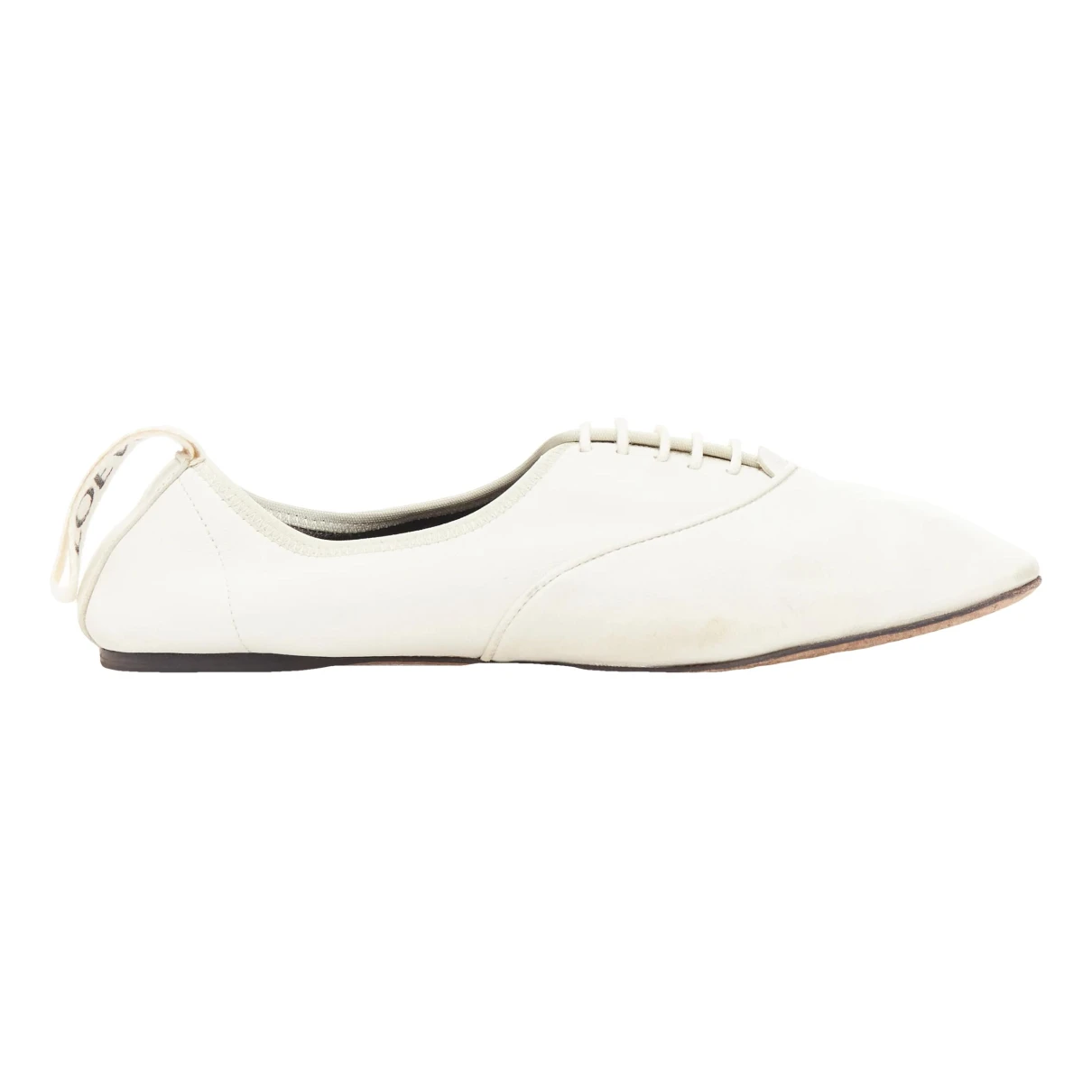Pre-owned Loewe Leather Ballet Flats In White
