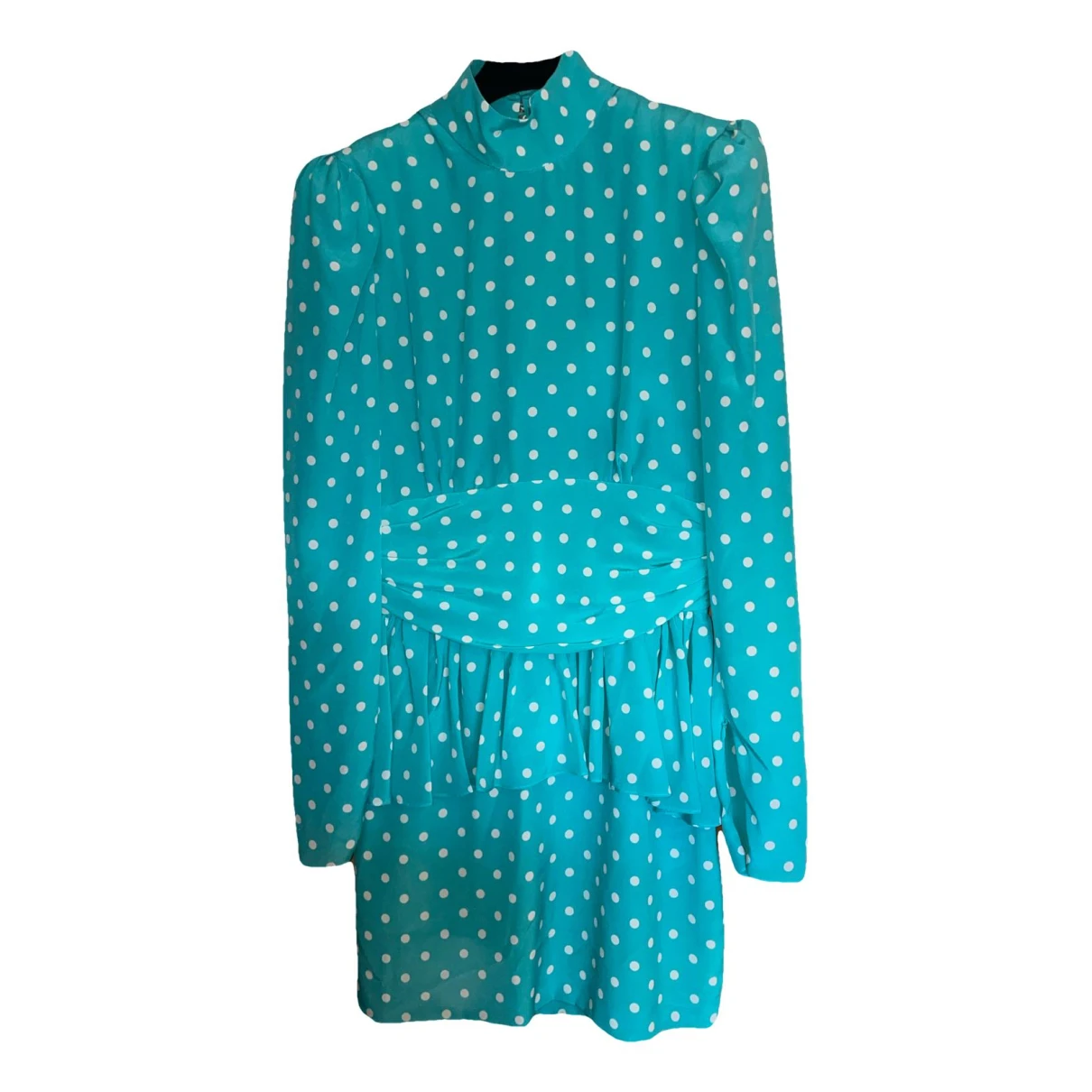 Pre-owned Alessandra Rich Silk Mini Dress In Turquoise