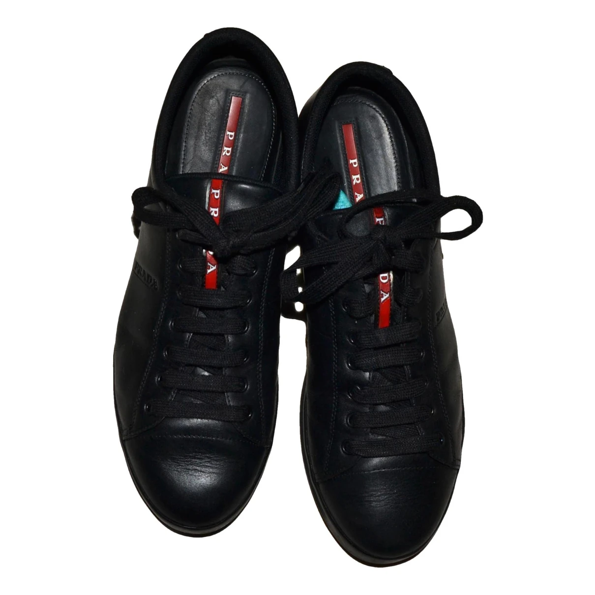 Pre-owned Prada Leather Low Trainers In Black