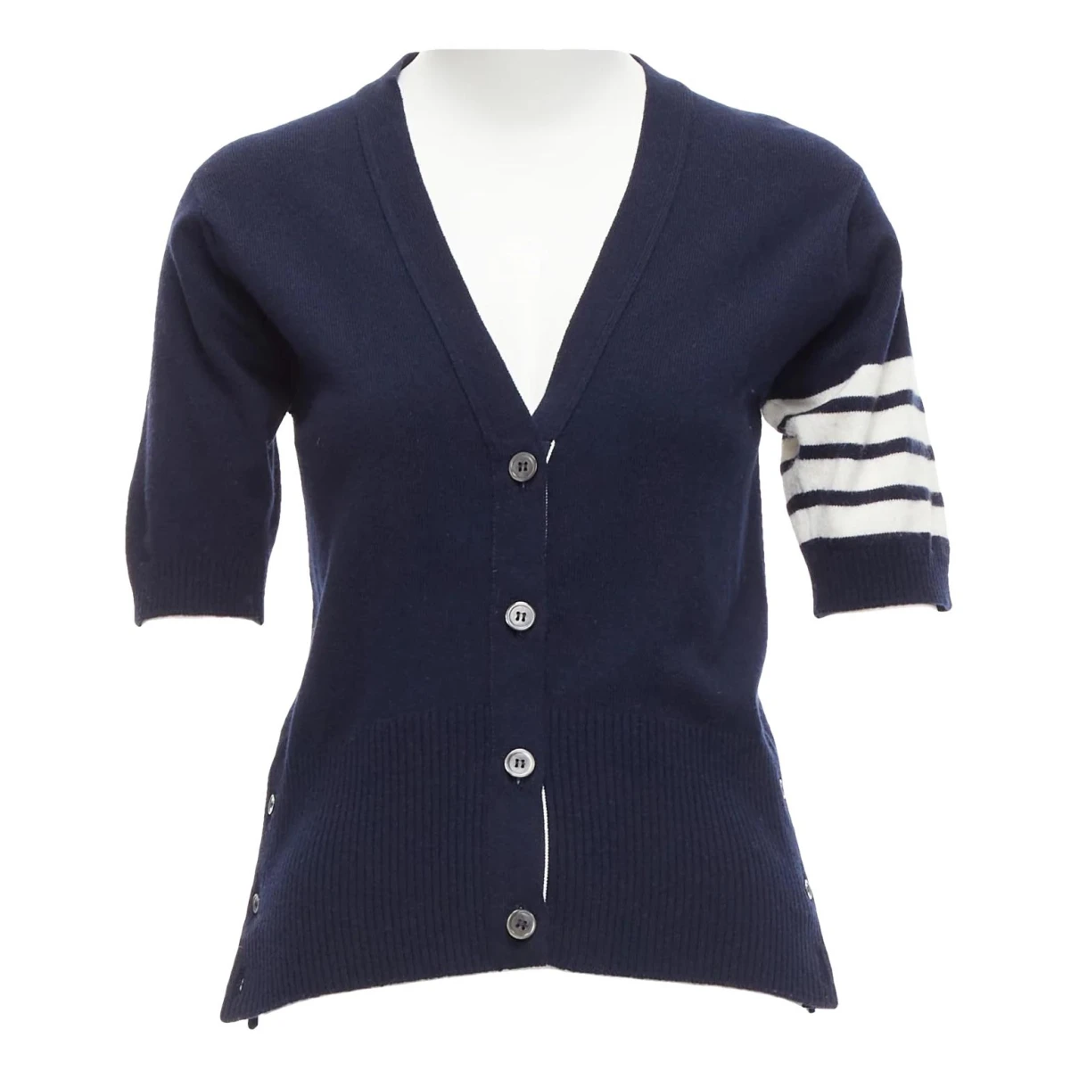Pre-owned Thom Browne Cashmere Cardigan In Navy