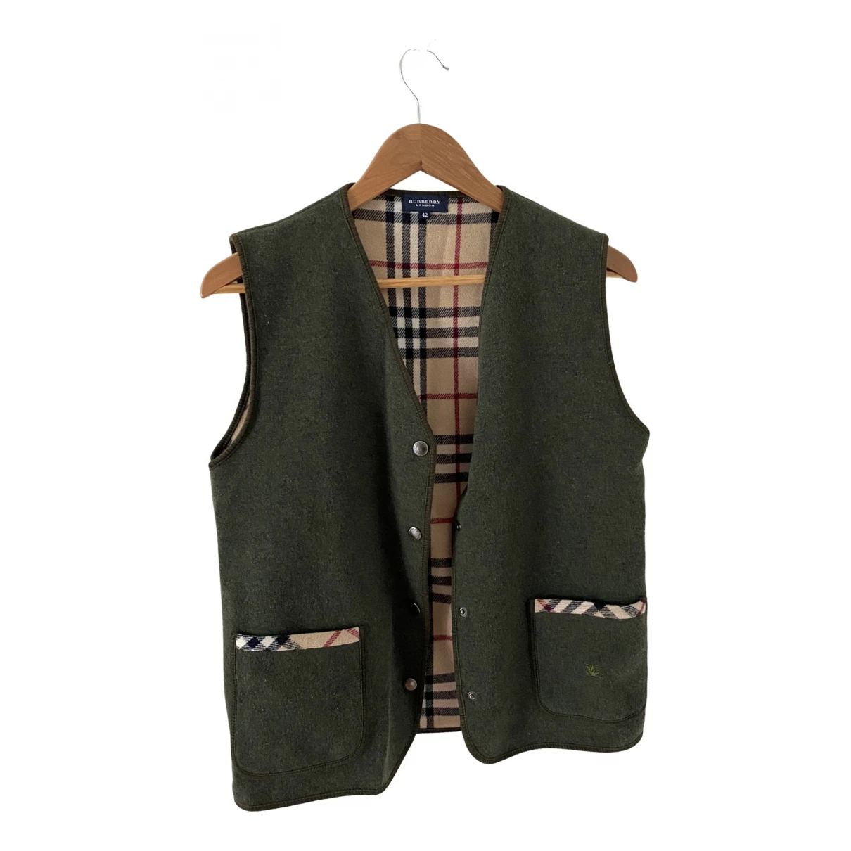 Pre-owned Burberry Wool Short Vest In Green