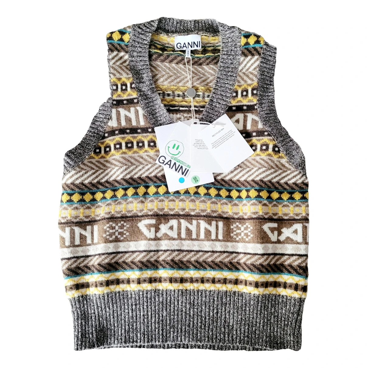 Pre-owned Ganni Wool Jumper In Multicolour