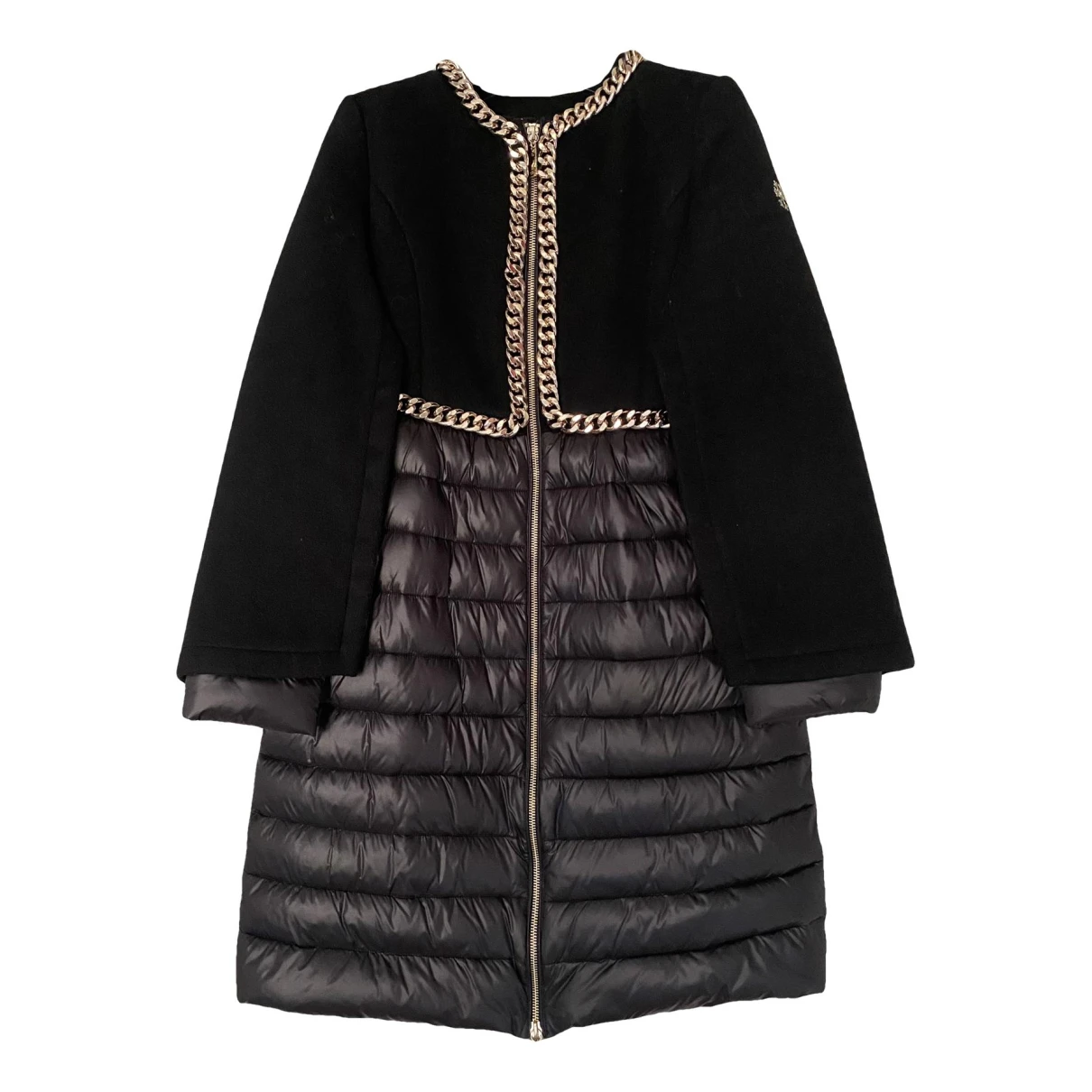 Pre-owned Elisabetta Franchi Wool Coat In Black