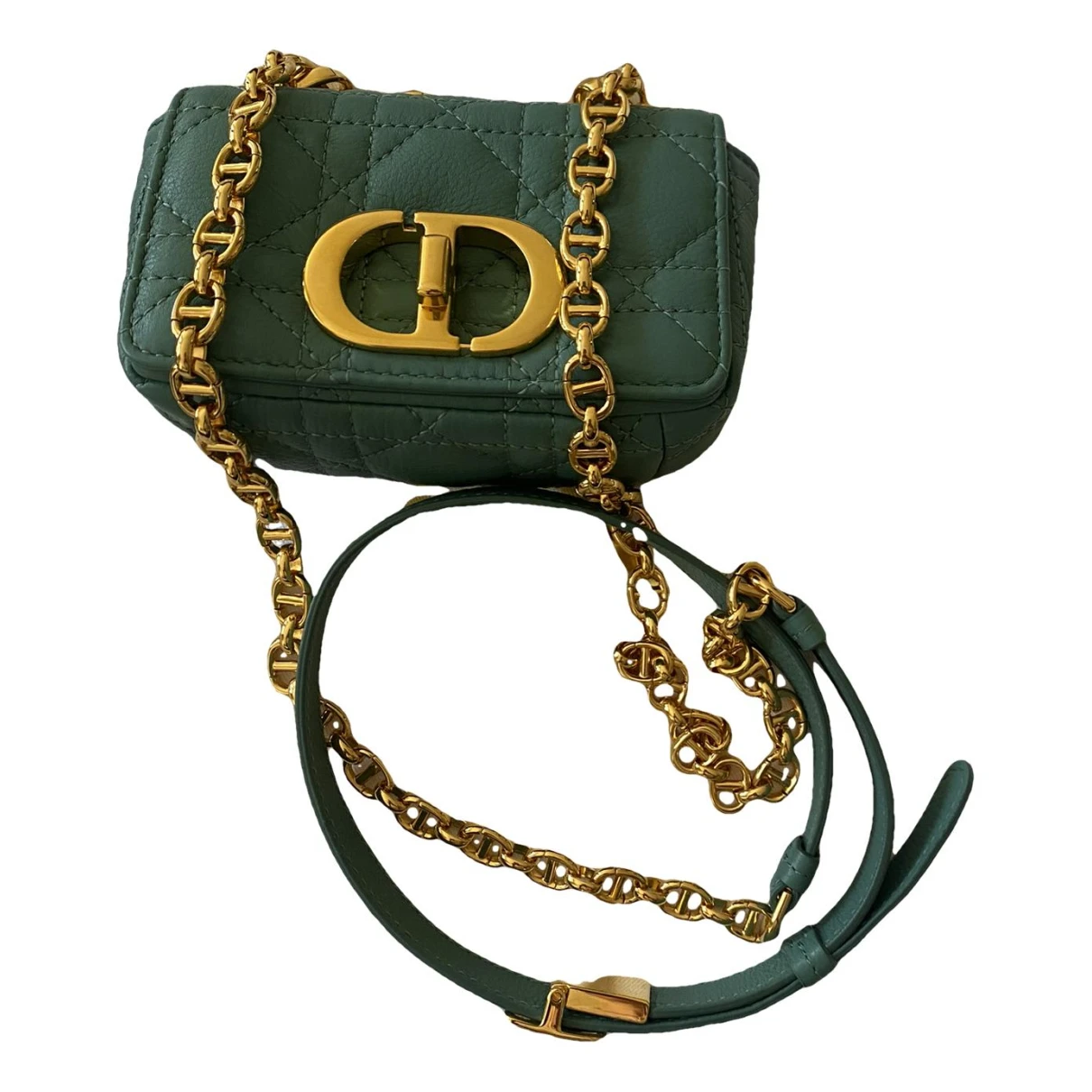 Pre-owned Dior Miss Caro Leather Crossbody Bag In Green