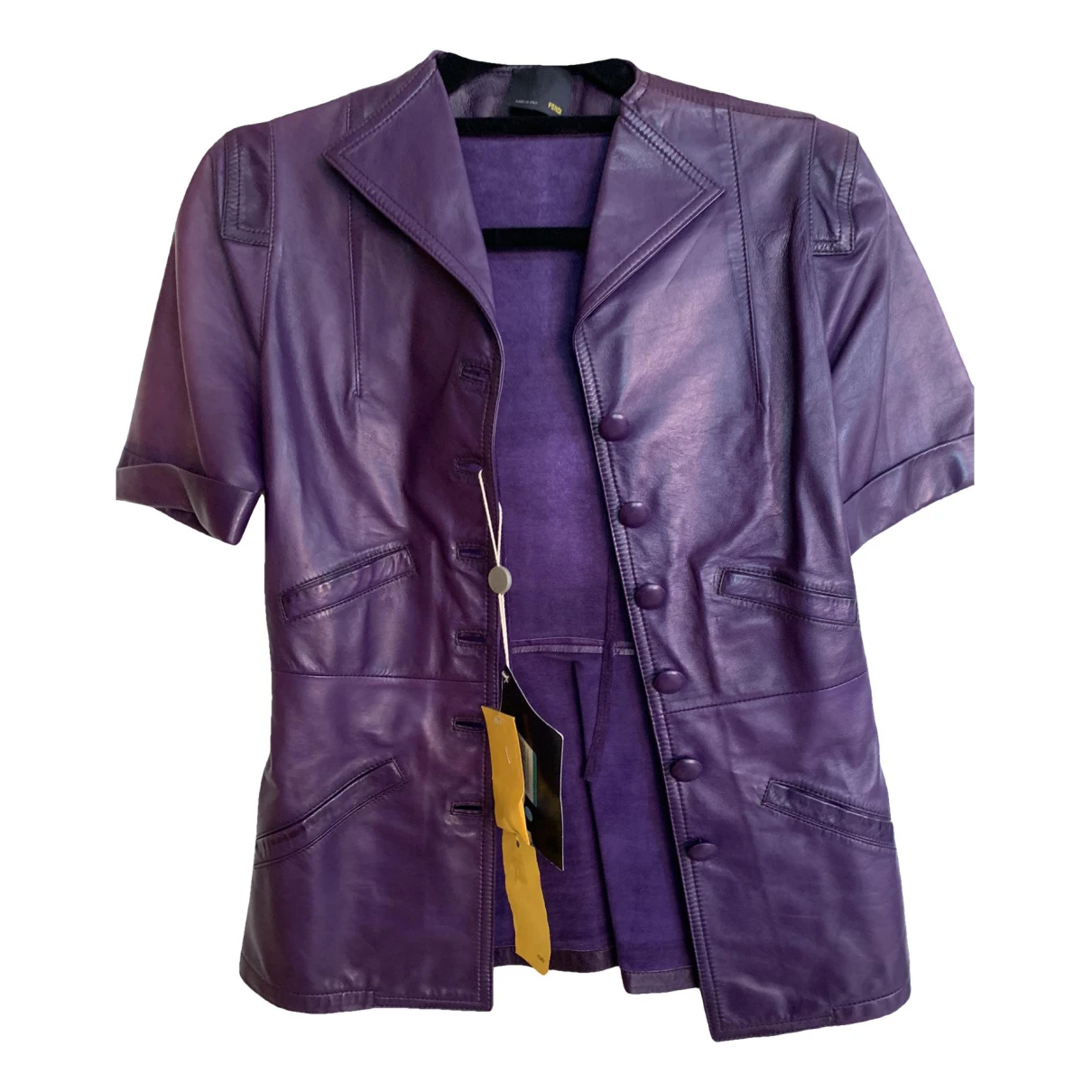 Pre-owned Fendi Leather Jacket In Purple