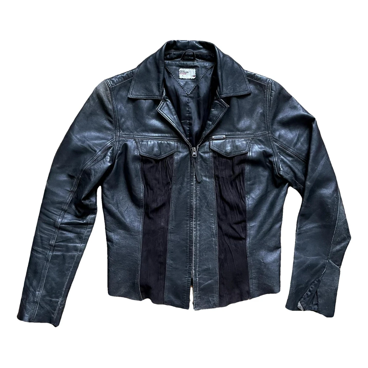 Pre-owned Tommy Hilfiger Leather Biker Jacket In Black