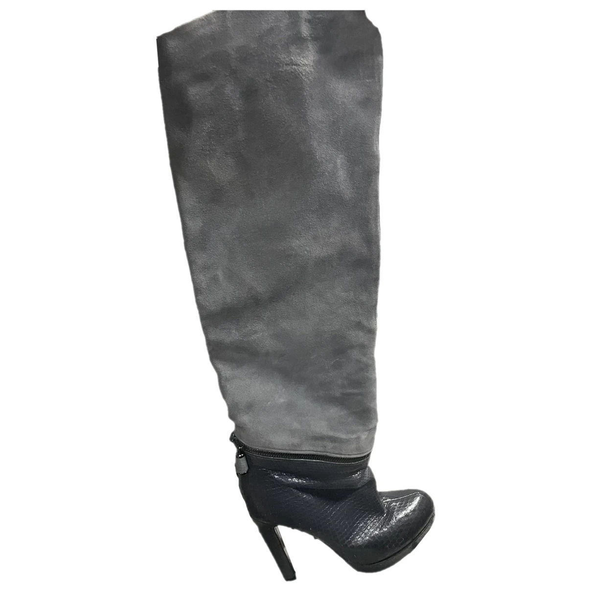 Pre-owned Sergio Rossi Leather Boots In Grey