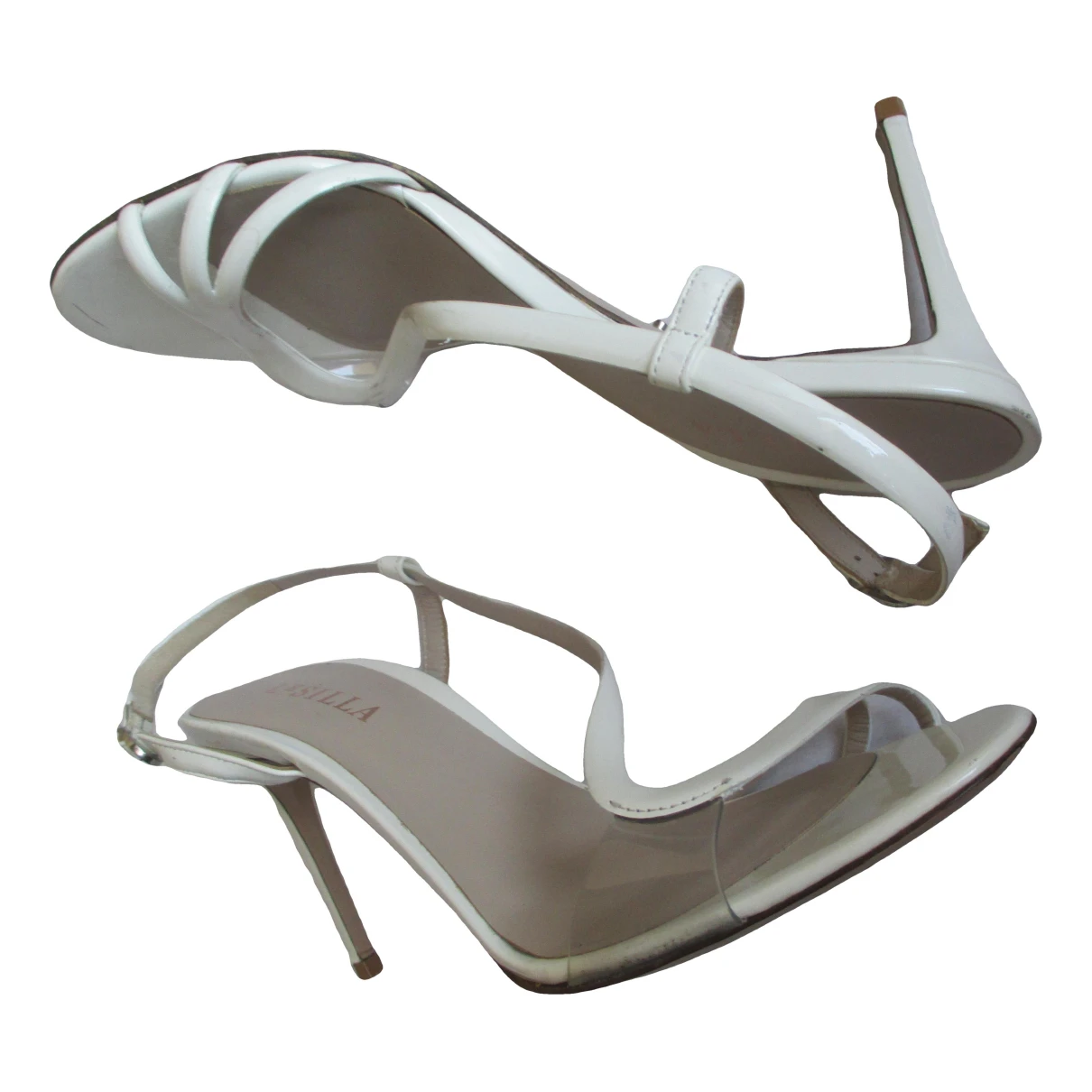 Pre-owned Le Silla Patent Leather Sandals In White