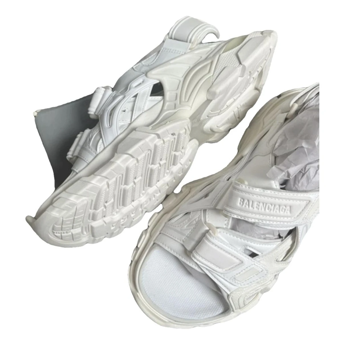 Pre-owned Balenciaga Track Sandal In White