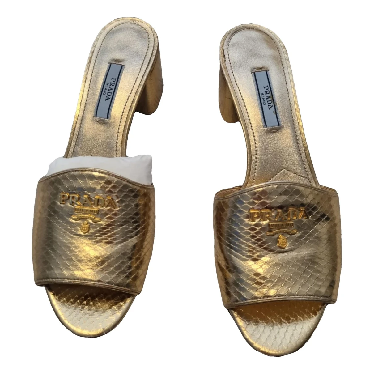Pre-owned Prada Leather Sandals In Gold
