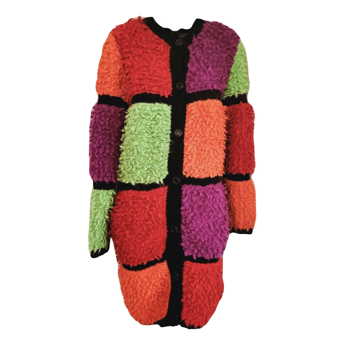 Pre-owned Moschino Wool Cardi Coat In Multicolour