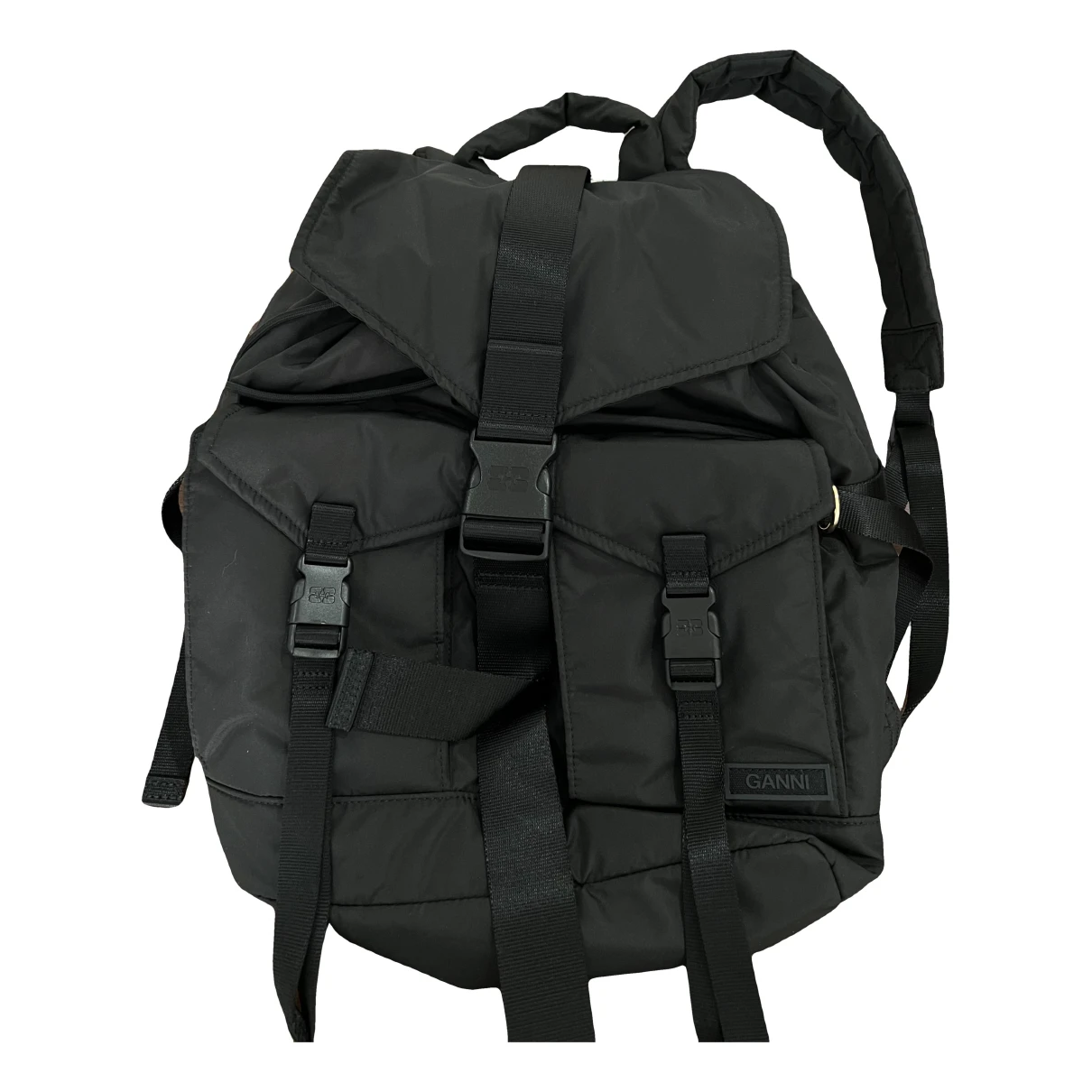 Pre-owned Ganni Backpack In Black