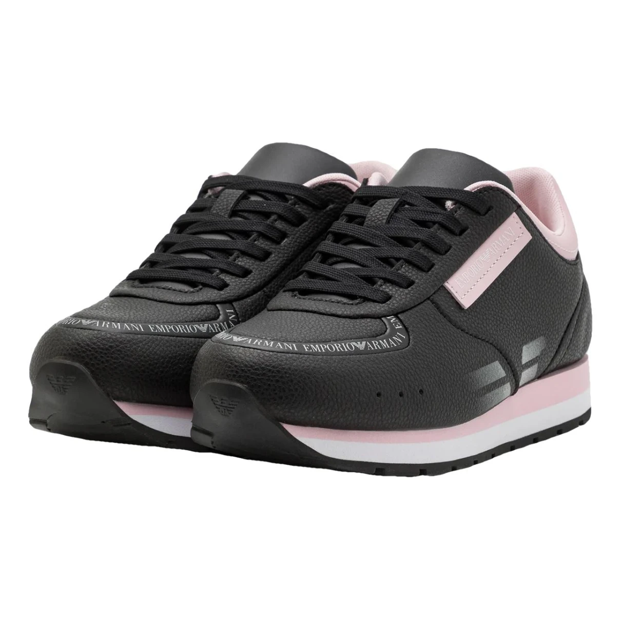 Pre-owned Emporio Armani Leather Trainers In Black