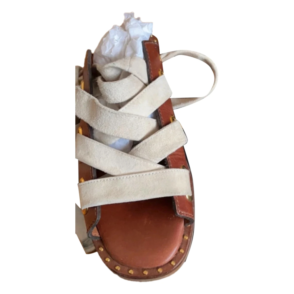 Pre-owned Maje Leather Sandal In Brown