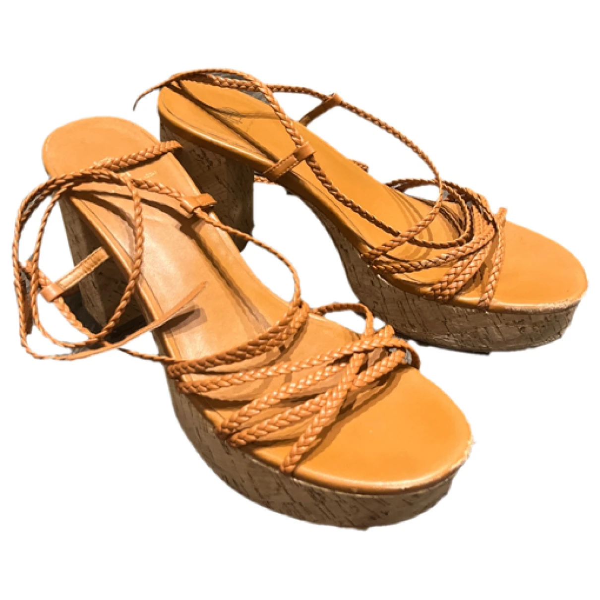 Pre-owned House Of Harlow 1960 Patent Leather Sandal In Orange