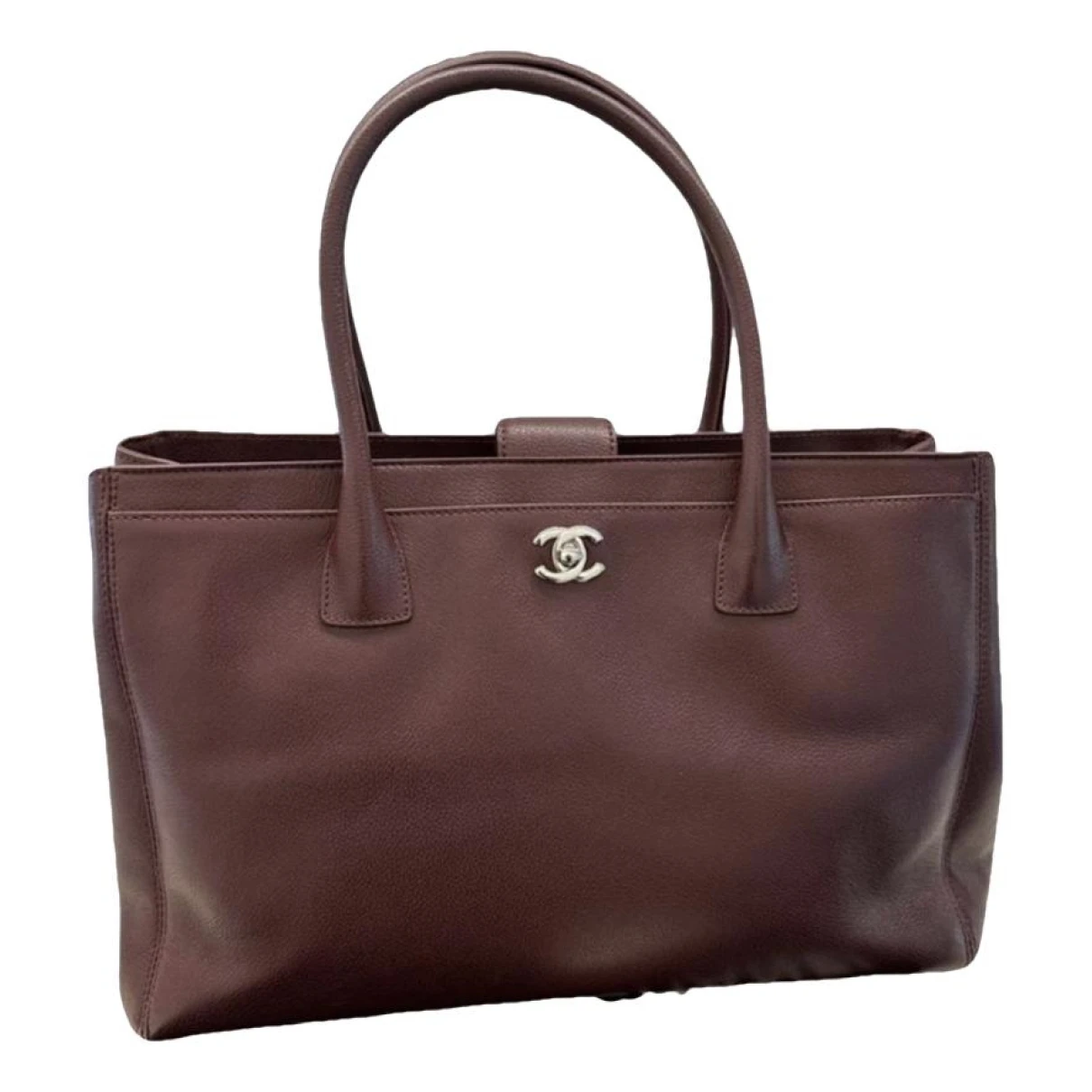 Pre-owned Chanel Executive Leather Tote In Burgundy