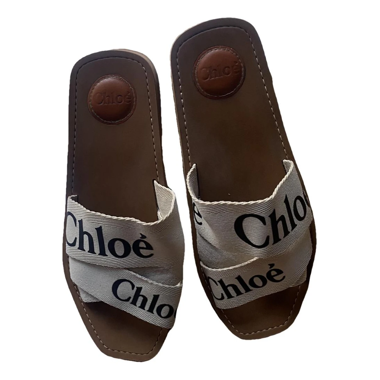 Pre-owned Chloé Woody Cloth Sandals In Beige