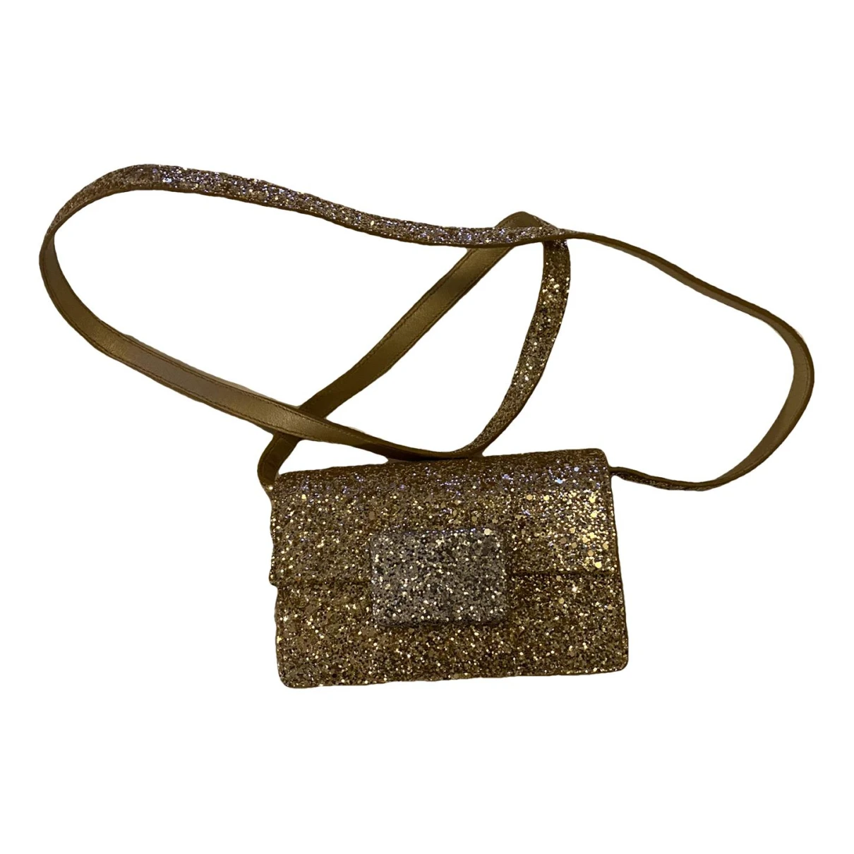 Pre-owned Saint Laurent Glitter Crossbody Bag In Gold