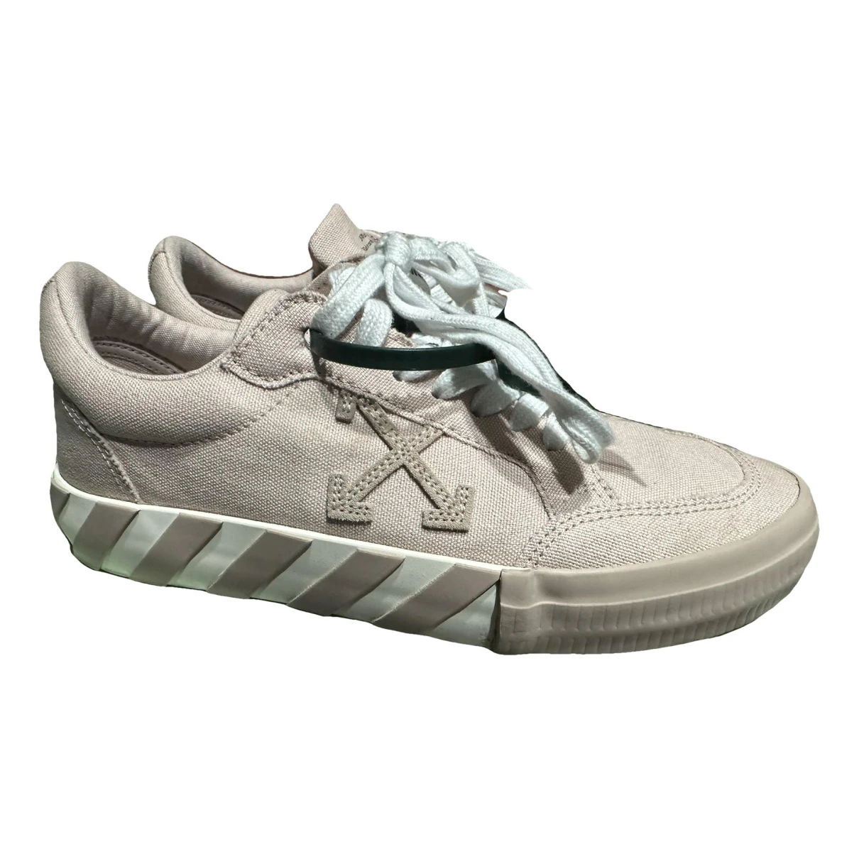 Pre-owned Off-white Vulcalized Cloth Trainers In Pink