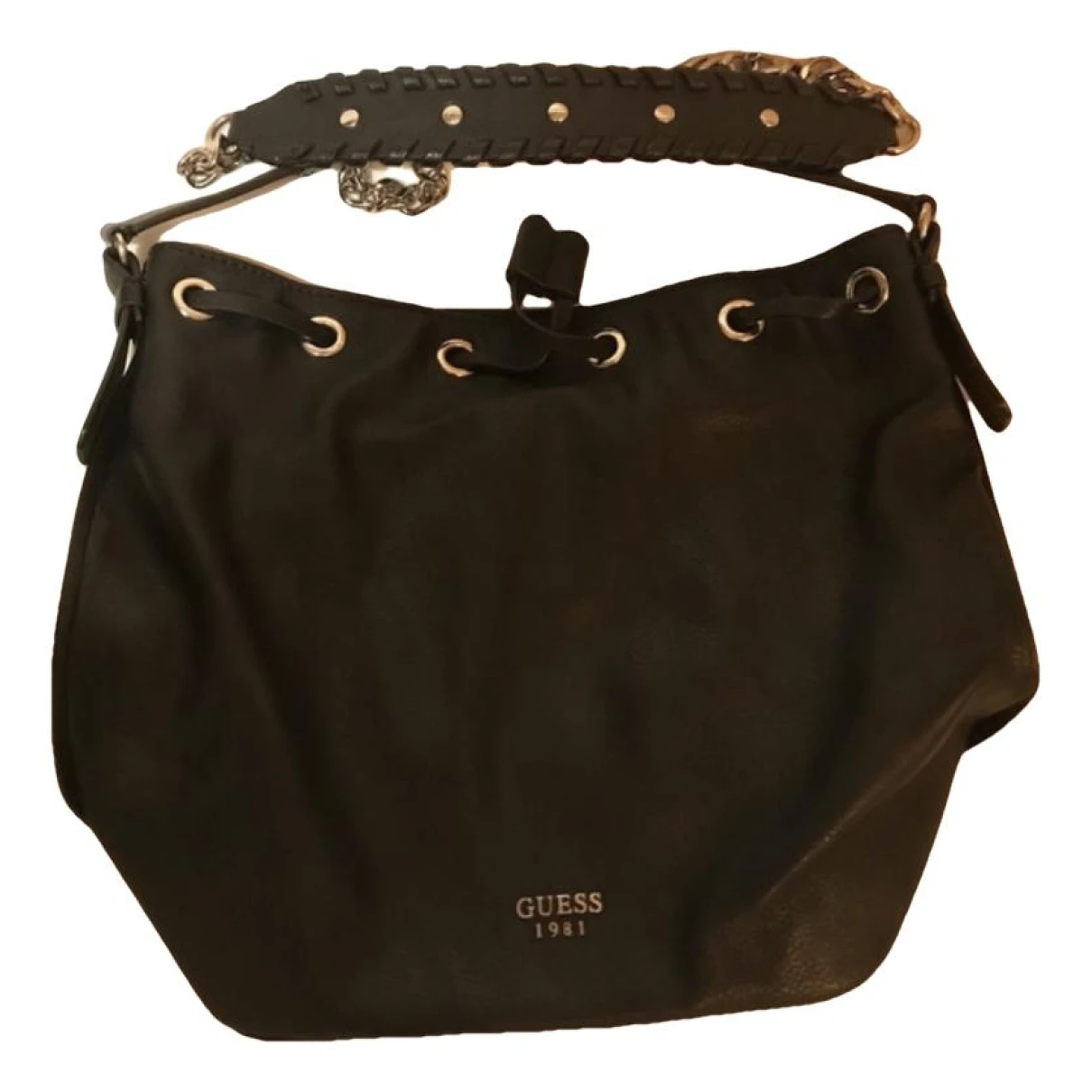 Pre-owned Guess Leather Crossbody Bag In Black