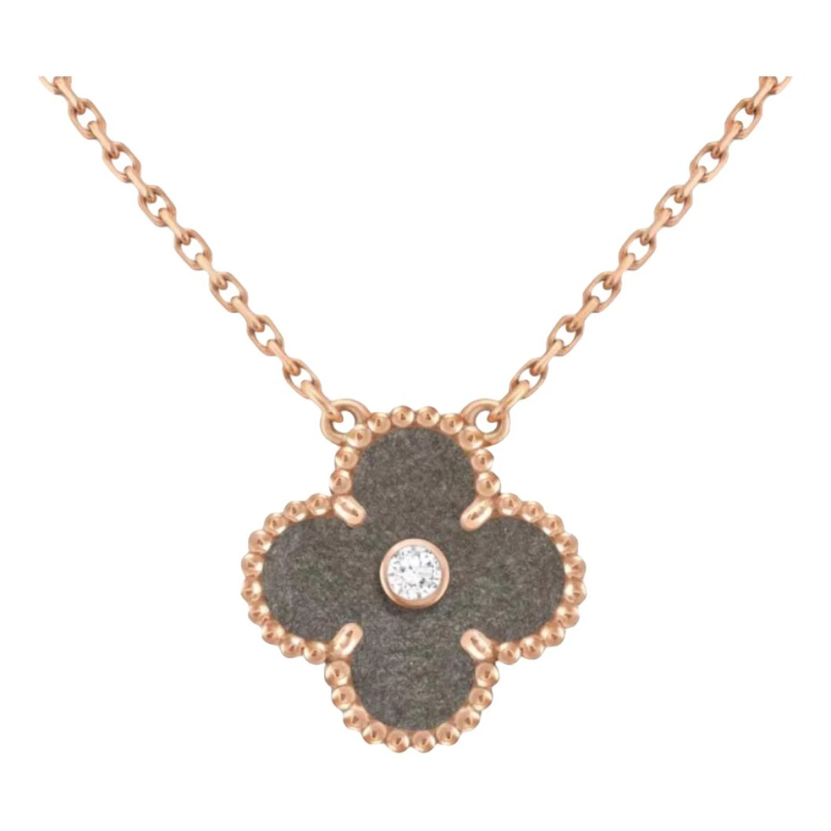 Pre-owned Van Cleef & Arpels Vintage Alhambra Pink Gold Necklace In Grey