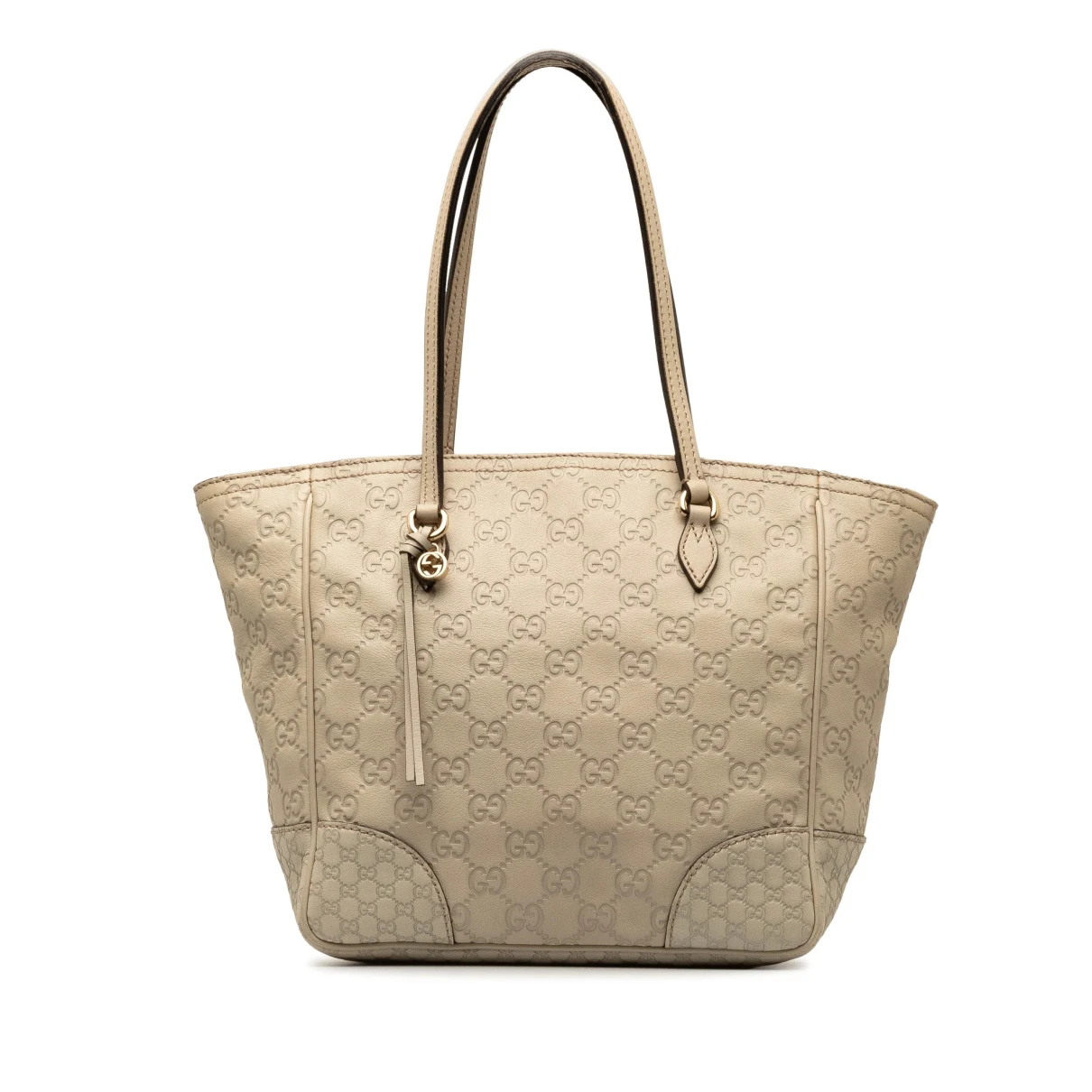 Pre-owned Gucci Bree Leather Tote In White