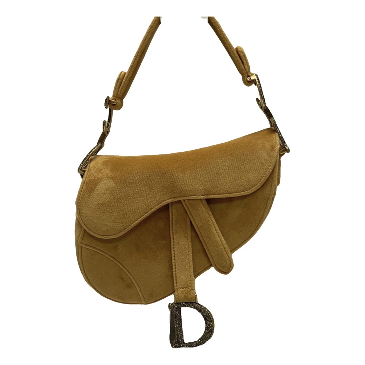 Pre-owned Dior Saddle Velvet Handbag In Yellow