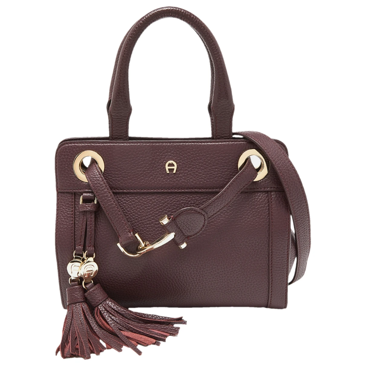 Pre-owned Aigner Leather Tote In Burgundy