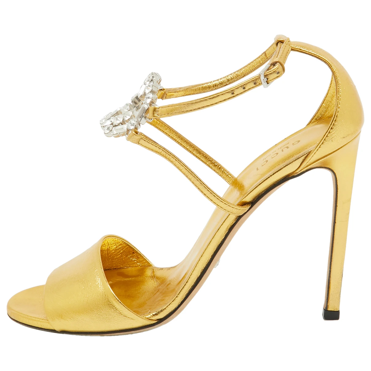 Pre-owned Gucci Patent Leather Sandal In Gold
