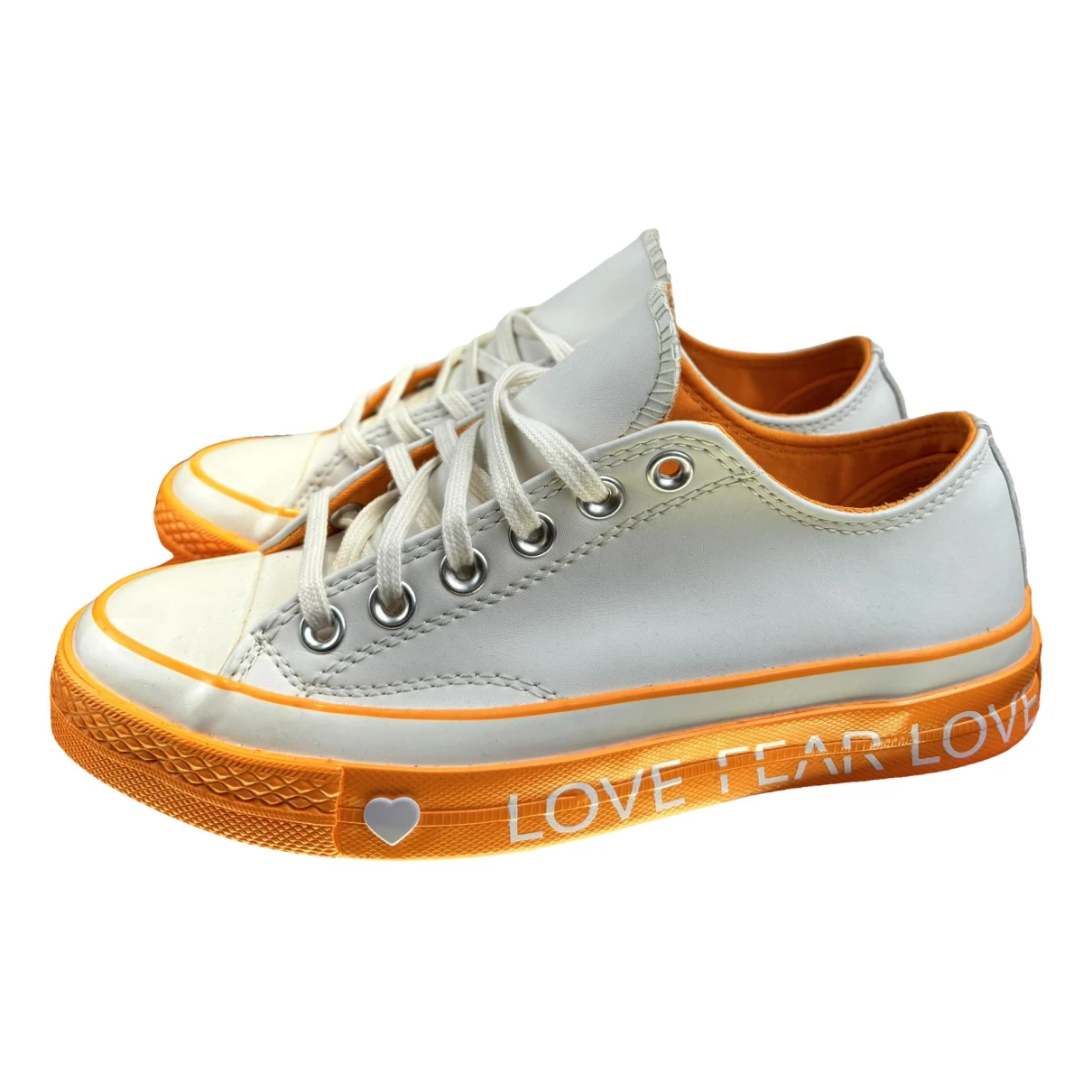 Pre-owned Converse Leather Trainers In Orange