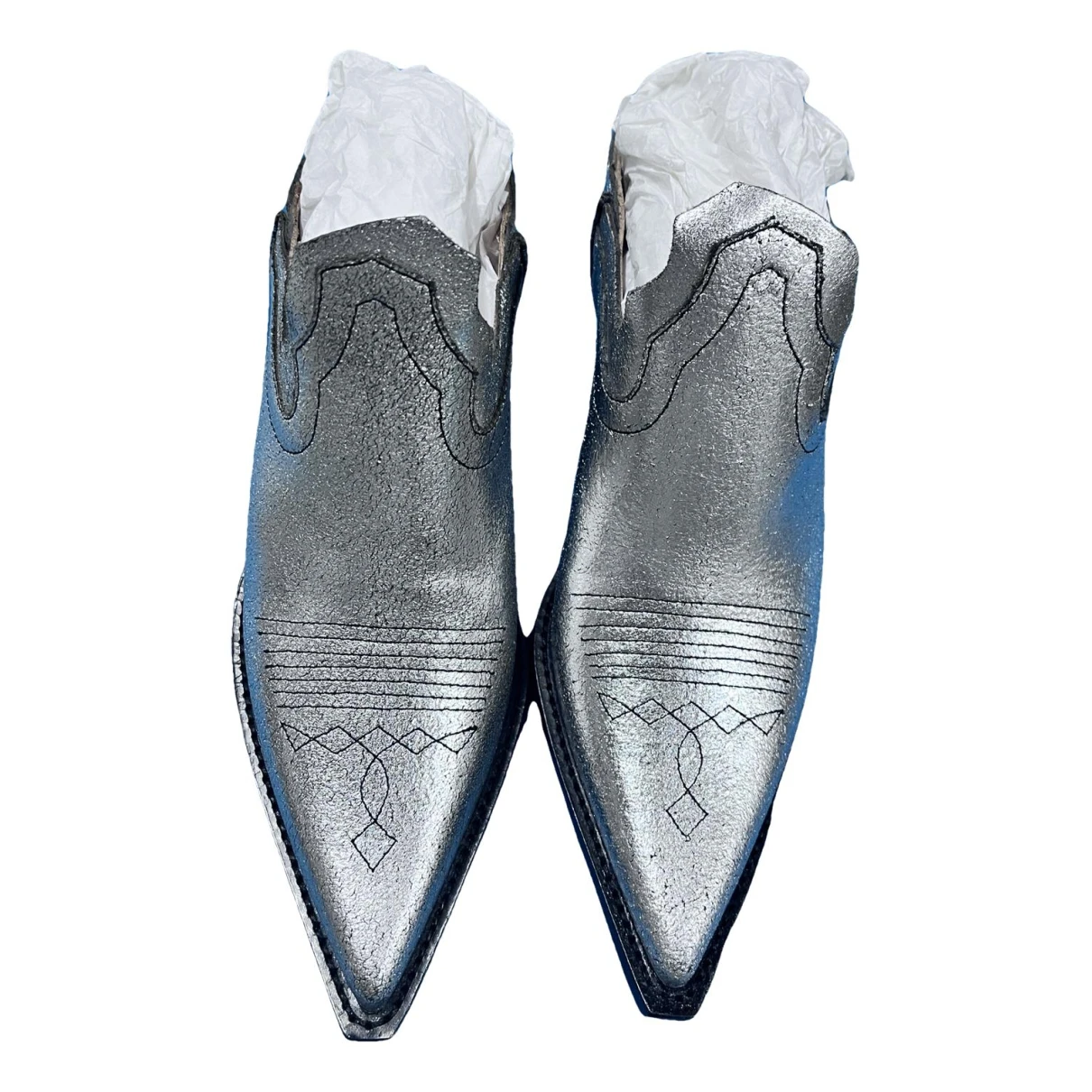 Pre-owned Maison Margiela Leather Mules & Clogs In Silver