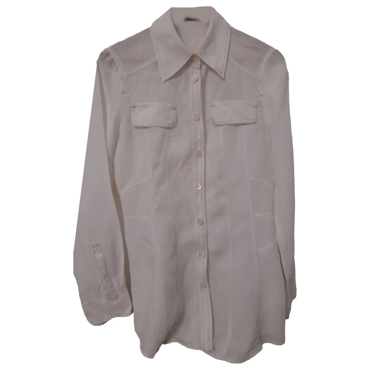 Pre-owned Marc Cain Linen Blouse In White