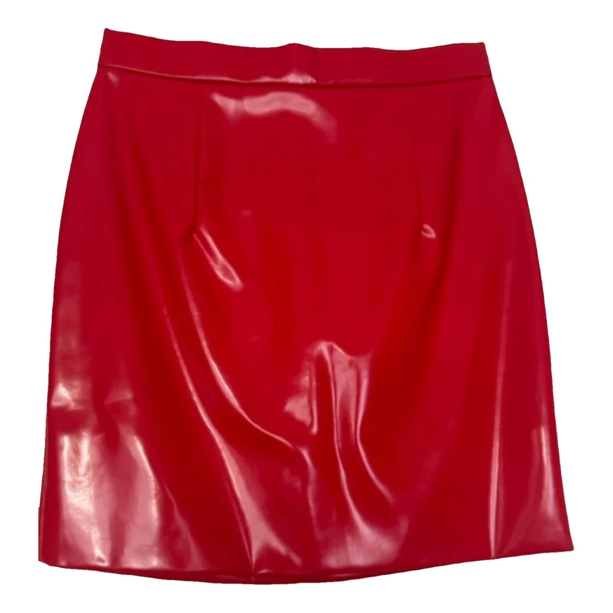 Pre-owned Miu Miu Vinyl Mini Skirt In Red