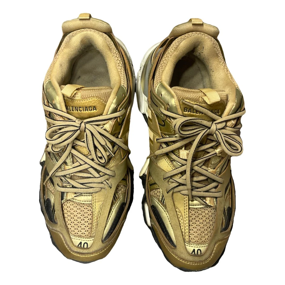 Pre-owned Balenciaga Track Trainers In Gold