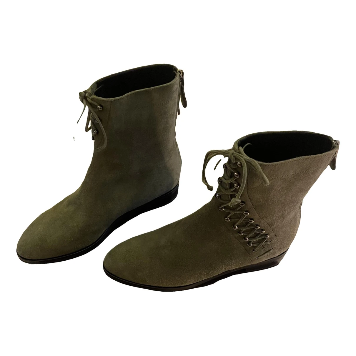 Pre-owned Alaïa Boots In Green