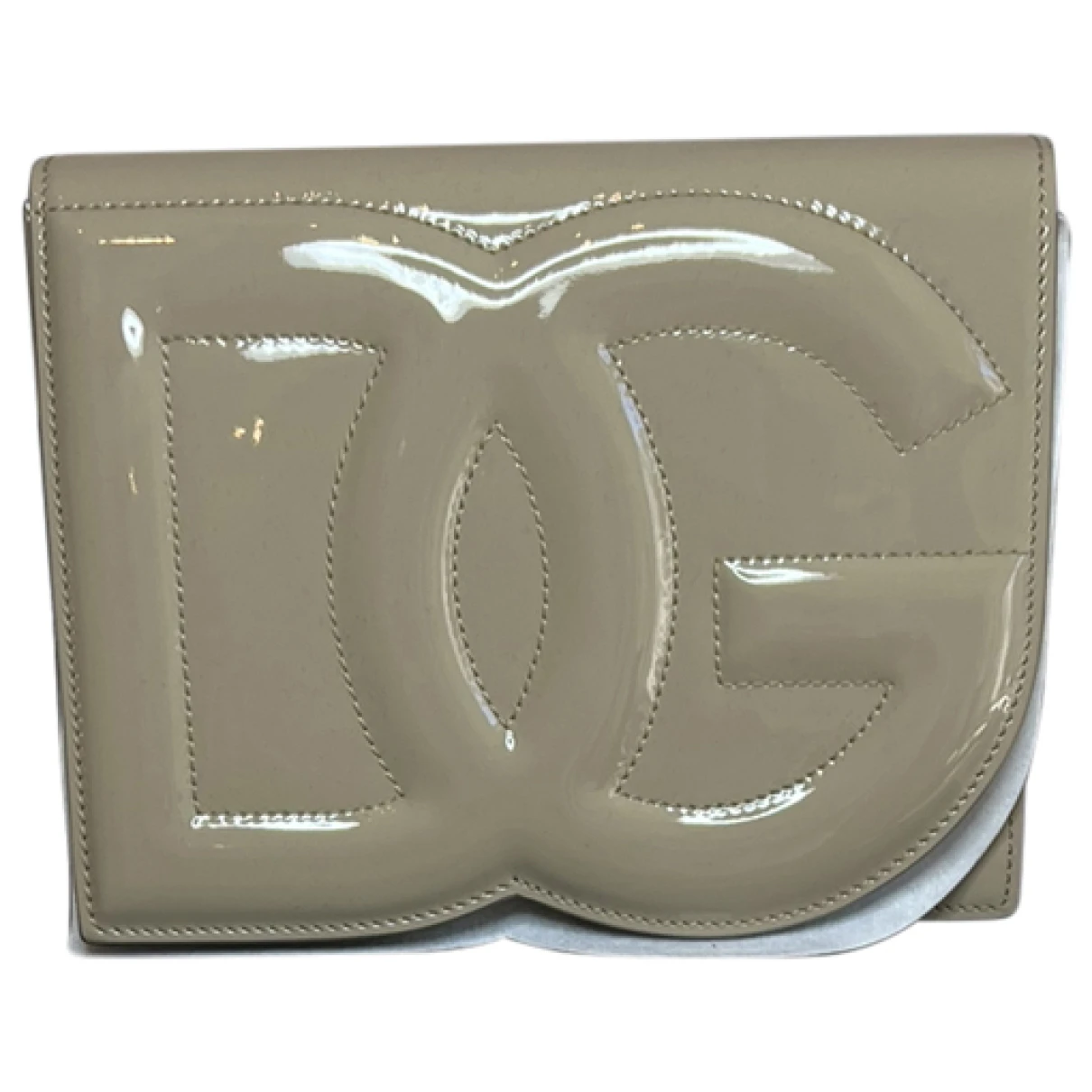 Pre-owned Dolce & Gabbana Patent Leather Crossbody Bag In Beige