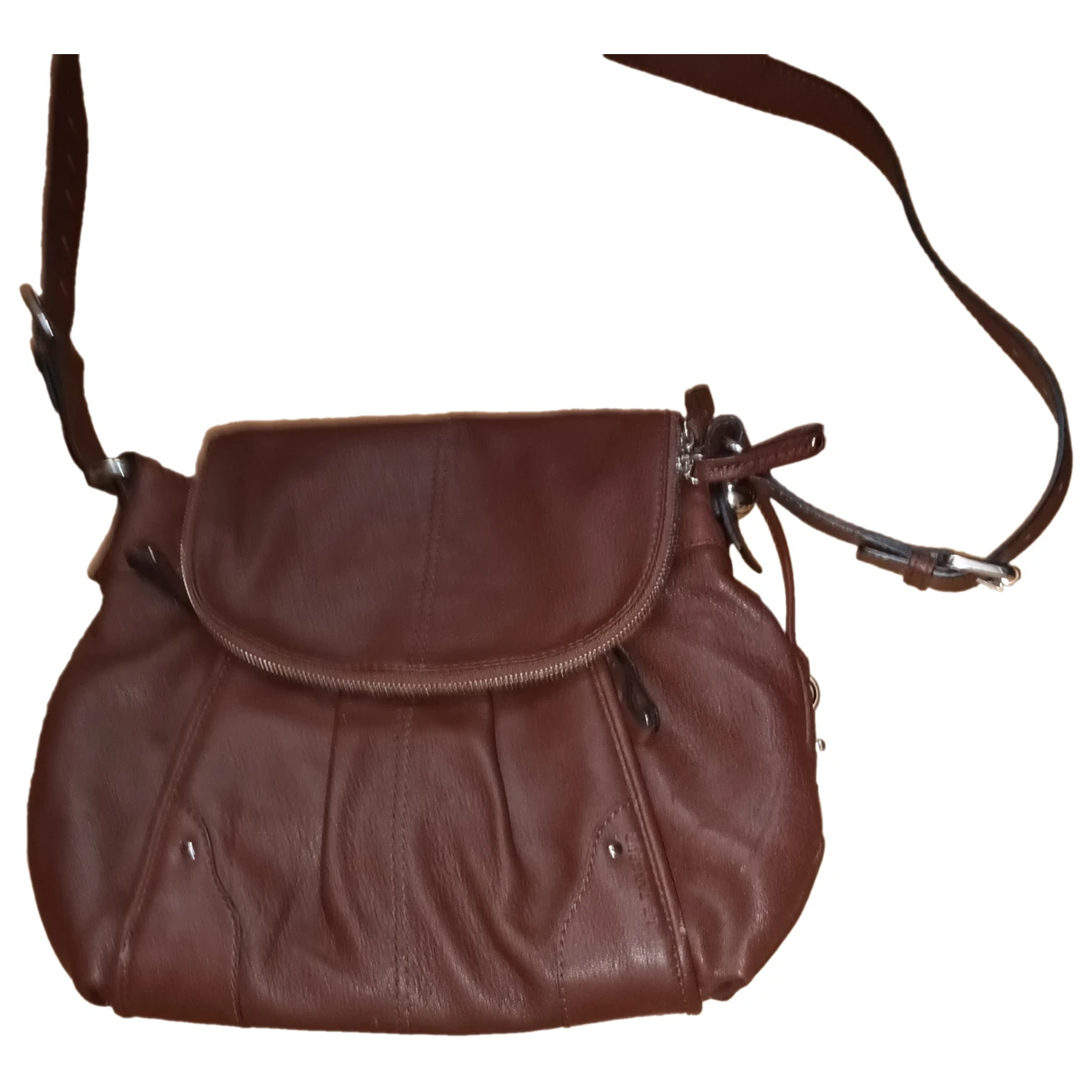 Pre-owned Le Tanneur Leather Crossbody Bag In Brown