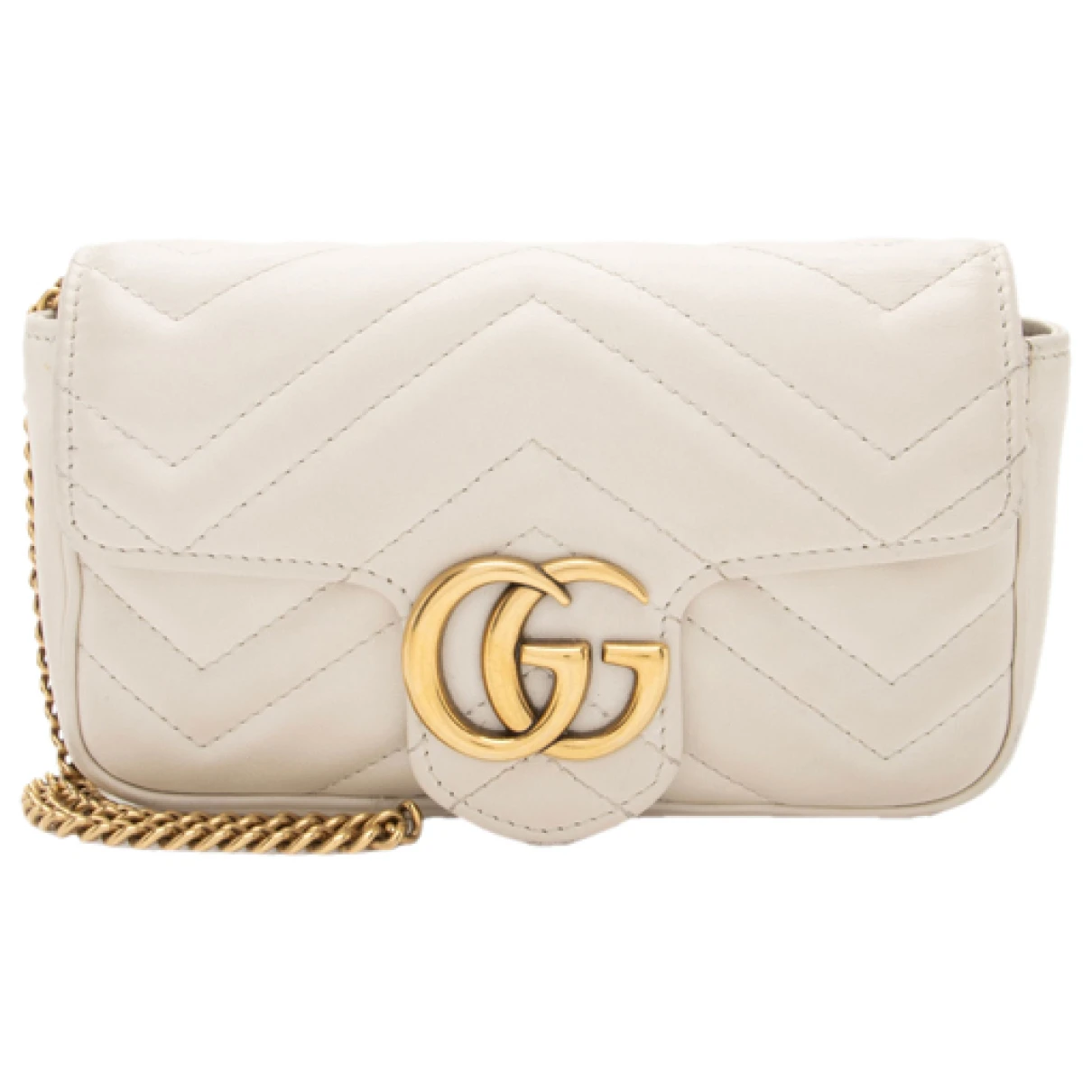 Pre-owned Gucci Marmont Leather Crossbody Bag In White
