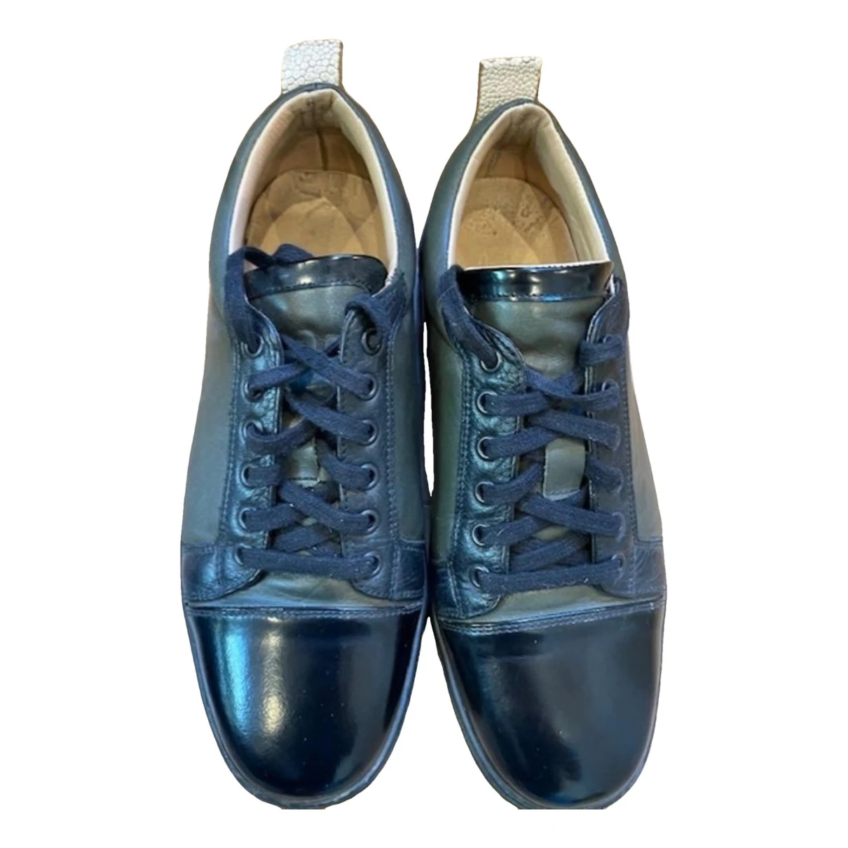 Pre-owned Christian Louboutin Leather Low Trainers In Green