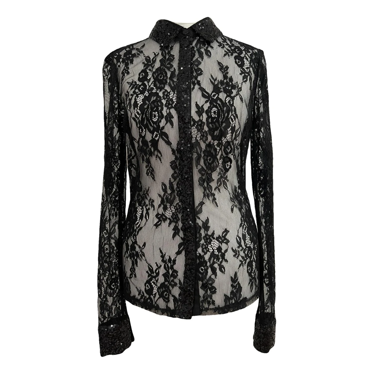 Pre-owned Marciano Lace Blouse In Black