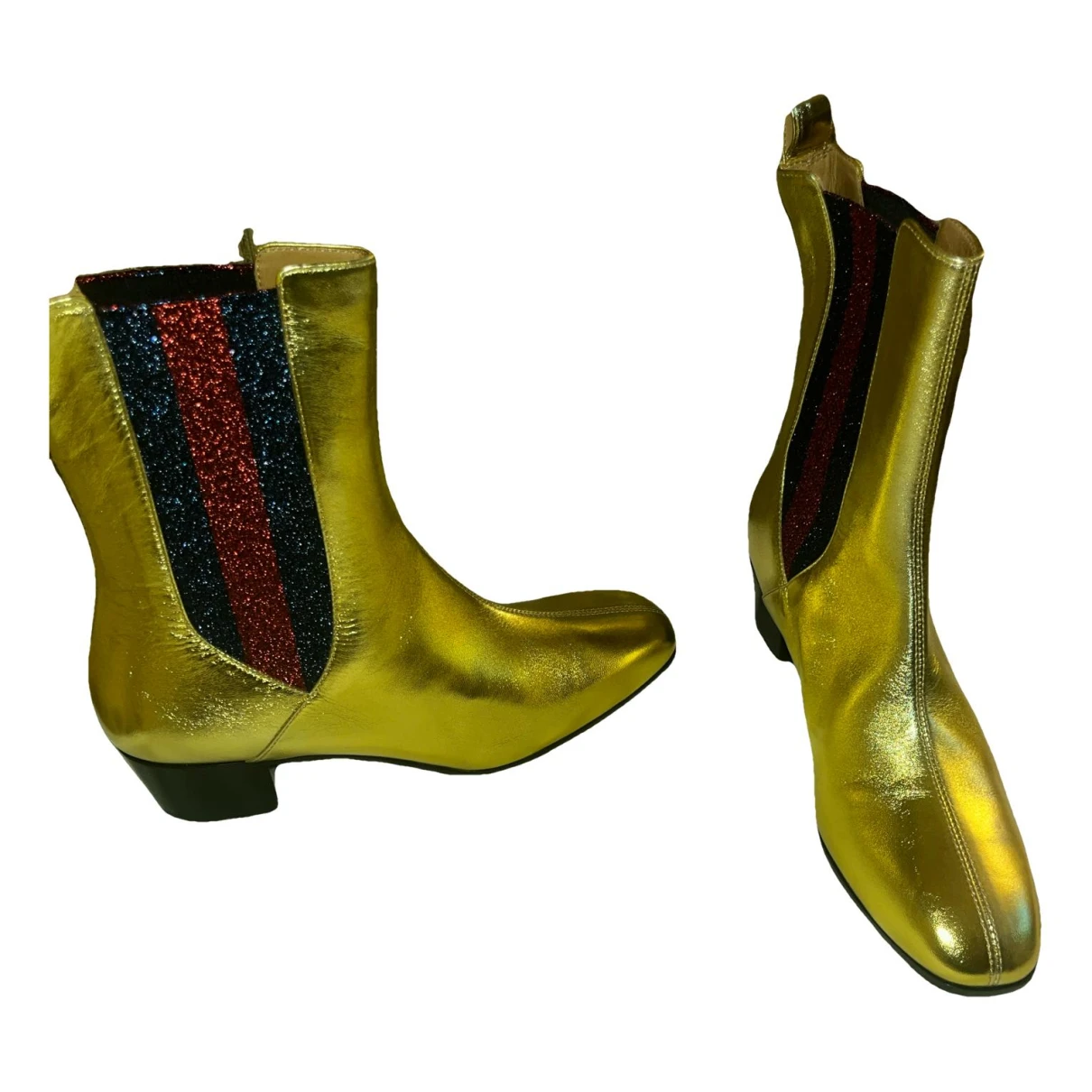 Pre-owned Gucci Leather Boots In Gold