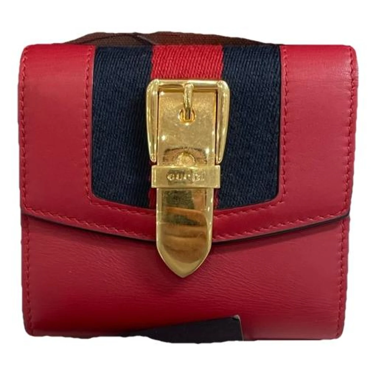 Pre-owned Gucci Sylvie Leather Wallet In Red